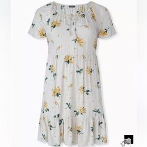 Torrid women’s Floral Print Cream Dress Cottage core coastal spring summer